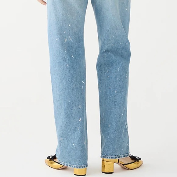 J. Crew Slouchy-straight Jeans with Paint Splatter in Ice Blue Wash Size 25 - Picture 4 of 10